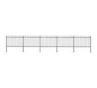 vidaXL Recinzione da Giardino con Punta Tonda Decorativa Robusta Pannelli e Pali Recinto Barriera Esterna in Acciaio Verniciato 8,5x1,2 m Nero