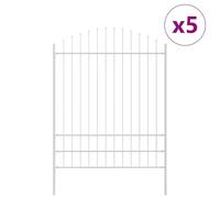 vidaXL Recinzione da Giardino con Punte a Cupola Bianca, 8,5m x 2m, in Acciaio Resistente alla Polvere. Barriera Esterna, Pannelli Decorativi, Set da 5, Perfetti per fattorie e Giardini di Cottage.