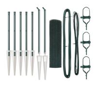 vidaXL Recinzione di protezione con 7 pali in pizzo verde, 0,4 x 10 m, resistente recinzione in acciaio per giardino e limite di terreno, metallo, esterno rivestito in PVC, rotolo di protezione per la