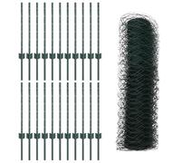 vidaXL Recinzione esagonale 0,5 x 50 m in acciaio | Recinzione da giardino durevole resistente ai raggi UV Include rete e pali per un uso esterno efficace barriera per animali in metallo limite