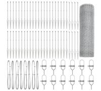 vidaXL Recinzione Esagonale 0.5X100 m Acciaio Zincato | Recinzione Esterna Duratura Facile Montaggio Kit Completo con Picchetti e Connettori Ottima per Giardini Piccoli Spazi Barriera Giardino Grigi