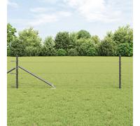 vidaXL Recinzione esagonale grigio 0,4x25 m Acciaio, Pali di recinzione Punta 13 pezzi Ø32 mm 60 cm Acciaio zincato
