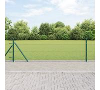 vidaXL Recinzione esagonale verde 0,4 x 25 m in acciaio, pali per recinzione con piastre di base 13 pezzi Ø32 mm 50 cm in acciaio zincato