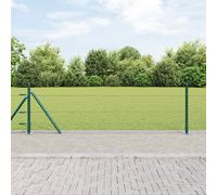 vidaXL Recinzione esagonale verde 0,4 x 50 m Acciaio, Pali di recinzione Base di piastre 13 pezzi Ø32 mm 50 cm Acciaio zincato