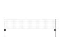 vidaXL Set di recinzione Euro in acciaio verniciato a polvere grigia | recinzione esterna resistente ai raggi UV include 1 rotolo e 10 pali design rettangolare durevole per giardino o limiti di