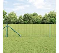 vidaXL Recinzione Euro con 13 pali a punta 0.4x25m in acciaio galvanizzato verde