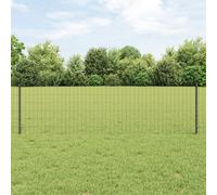 vidaXL Set di recinzioni da giardino grigio verniciato a polvere | recinzione esterna in metallo resistente al sole include 1 rotolo design industriale durevole per limiti di proprietà o paesaggistica