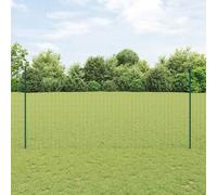 vidaXL Recinzione Euro con Supporti Verde 10 X 1,5 m Acciaio | Recinzione da Giardinaggio Resistente ai raggi UV Include Rotolo e Design Durevole Moderno Giardino Esterno Recinzione in Metallo