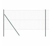 vidaXL Recinzione Euro con 7 Pali 1.4X10 m in Acciaio zincato Verde | Recinzione Privacy Esterna Resistente ai Raggi UV e Durevole - Ottima per i confini del Giardino o per strutture di Sicurezza a