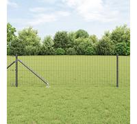 vidaXL Recinzione Euro con 7 Pali a Punte 0.4x10 m Acciaio Zincato Grigio