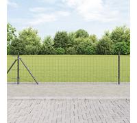 vidaXL Recinzione Euro con 7 pali flangiati 0.6x10 m in acciaio galvanizzato
