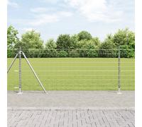 vidaXL Recinzione Euro con 7 pali flangiati 0.8x10 m in acciaio zincato