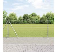 vidaXL Recinzione Euro con 7 pilastri flangiati, 1x10 m in acciaio zincato