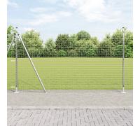 vidaXL Recinzione Euro di con 7 Pali Flangiati 1.6x10 m in Acciaio Zincato