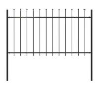 vidaXL Recinzione Giardino con Punta a Lancia Design Elegante Decorativa Protettiva Solida Robusta Durevole Sicura Recinto in Acciaio 1,7x1 m Nera