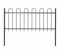 vidaXL Recinzione Giardino con Punta Tonda Design Elegante Decorativa Protettiva Solida Robusta Durevole Sicura Recinto in Acciaio 1,8 m Nera