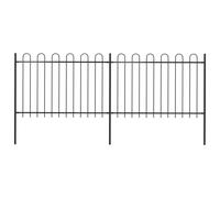 vidaXL Recinzione Giardino con Punta Tonda in Acciaio 3,4x1,2 m Nera