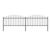 VIDAXL - Recinzione Giardino Punta A Lancia (0,5-0,75) x3,4m Acciaio Nera