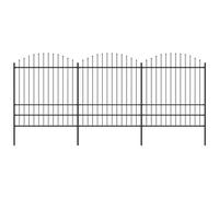 VIDAXL - Recinzione Giardino Punta A Lancia (1,75-2) x5,1m Acciaio Nera