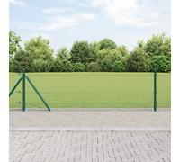 vidaXL Recinzione in Filo Saldato con 13 Pali Flangiati Verde 0,4x100 m Acciaio