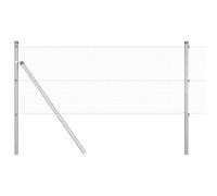 vidaXL Set di pali di recinzione in acciaio zincato con rullo di maglia (5 pali) Design industriale in metallo durevole per installazione di recinzione esterna Soluzione da giardino Limite facile da
