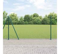 vidaXL Recinzione in Filo Saldato con 7 Paletti Flangiati Verde 1.2x10 m Acciaio