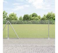vidaXL Recinzione in filo saldato con 7 pali flangiati 0.8x10 m in acciaio zincato