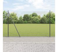 vidaXL Set di pali di recinzione in acciaio verniciato a polvere grigia e rete 10 x 1,4 m soluzione di recinzione esterna durevole per giardini e cortili barriera minimalistica