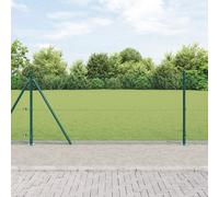 vidaXL Recinzione in Metallo Saldato con 13 Pali Flangiati Verde 0,8x25 m Acciaio