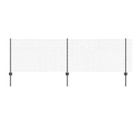 vidaXL Recinzione metallica con 10 pali a U in acciaio grigio, 0,8 x 10 m, robusta recinzione in metallo, set completo per giardino sicuro o limite di terreno, barriera zincata, resistente ai raggi UV