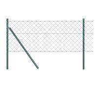 vidaXL Recinzione in Rete Metallica con 13 Pali, 0,6 x 25 m, in Acciaio zincato, Superficie Liscia, Colore Verde. Perfetta per Uso Esterno, Come recinto per Giardino, terrazza, o barriera di sicurez