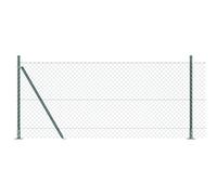 vidaXL Recinzione in Rete Metallica con 7 Pali, 1 x 25m, in Acciaio Rivestito a Polvere, Finitura Verde Opaco. Perfetta per Esterni, Ideale per Giardini, terrazzi e per delimitare Aree in Modo sicur