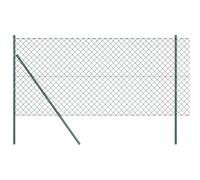 vidaXL Recinzione in Rete Metallica con 7 Pali, 10 x 1,4 m, in Acciaio zincato. Superficie Liscia, Colore Verde, per Uso Esterno. Ideale per Giardini, terrazzi e Come barriera di Sicurezza. Pannello