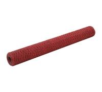 vidaXL Recinzione in Rete per Pollaio in Acciaio e PVC 25x1,2 m Rossa