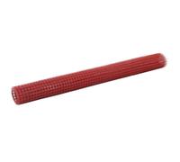 VidaXL Recinzione in Rete per Pollaio in Acciaio e PVC 25x1,5 m Rossa