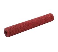 vidaXL Recinzione in Rete per Pollaio in Acciaio e PVC 25x1 m Rossa