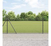 vidaXL Recinzione in rete saldata con 7 pali flangiati grigia 0.8x10 m in acciaio
