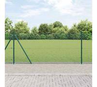 vidaXL Recinzione in rete saldata con 7 pali flangiati verde 0.8x10 m in acciaio