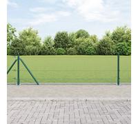 vidaXL Set di pali di recinzione in acciaio verde con rete metallica 10 x 1 m durevole resistente ai raggi UV design moderno per esigenze di recinzione esterna kit di installazione materiale robusto