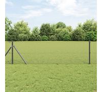 vidaXL Kit di pali in metallo grigio con rotolo di rete 25 x 0,4 m, design durevole e moderno, per recinzione esterna dei bordi del giardino