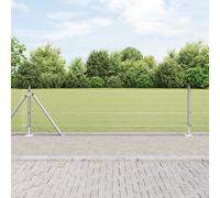 vidaXL Recinzione in Rete Saldato con 7 Pali a Flangia 0.6x10 m Acciaio Galvanizzato