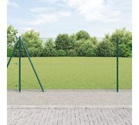 vidaXL Recinzione in Rete Saldato con 7 Pali Flangiati Verde 1.2x10 m Acciaio