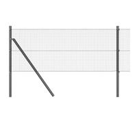 vidaXL Recinzione in Rete Saldato con 7 Pali Grigio 0.6X10 m Acciaio Durevole Costruzione Robusta per Recinzioni Esterne Giardino Metallo Verniciato a Polvere Sicurezza Moderna