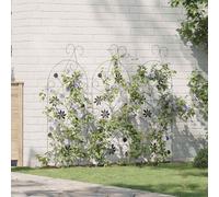 vidaXL Recinzione per Giardino 3 PCS Nero 112 x 40 cm Acciaio, Giardino e terrazza, Rettangolare, Moderno, Durevole, Struttura in Alluminio, Dimensione Personalizzabile, Materiali Resistenti alle INT