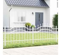 vidaXL Recinzione da Giardino Bianca 115 cm in Acciaio Rivestito a Polvere - Design Rettangolare Moderno per Esterni - Espandibile e Resistente alla Ruggine - Texture Liscia - Facile da Montare - Bar