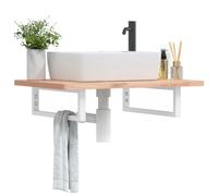 vidaXL Reggimensole per Lavabo 2 pz Bianche Rettangolari in Acciaio, staffa a muro, reggimensola a muro, reggipiano per lavabo