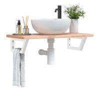vidaXL Reggimensole per Lavabo 2 pz Bianche Trapezio in Acciaio