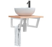 vidaXL Reggimensole per Lavabo 2 pz Bianche Trapezio in Acciaio