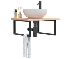 vidaXL Reggimensole per Lavabo 2 pz Nere Rettangolari in Acciaio