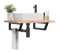 vidaXL Reggimensole per Lavabo 2 pz Nere Trapezio in Acciaio, staffa a muro, reggimensola a muro, reggipiano per lavabo, reggimensola in metallo